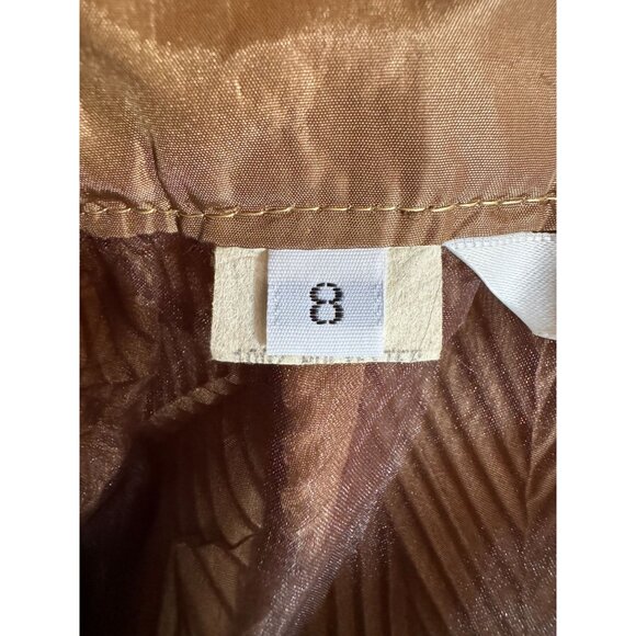 Vintage USA Gold Full-Length Skirt size 8 With Bow Waist & Textured Pattern Poly - Picture 2 of 16